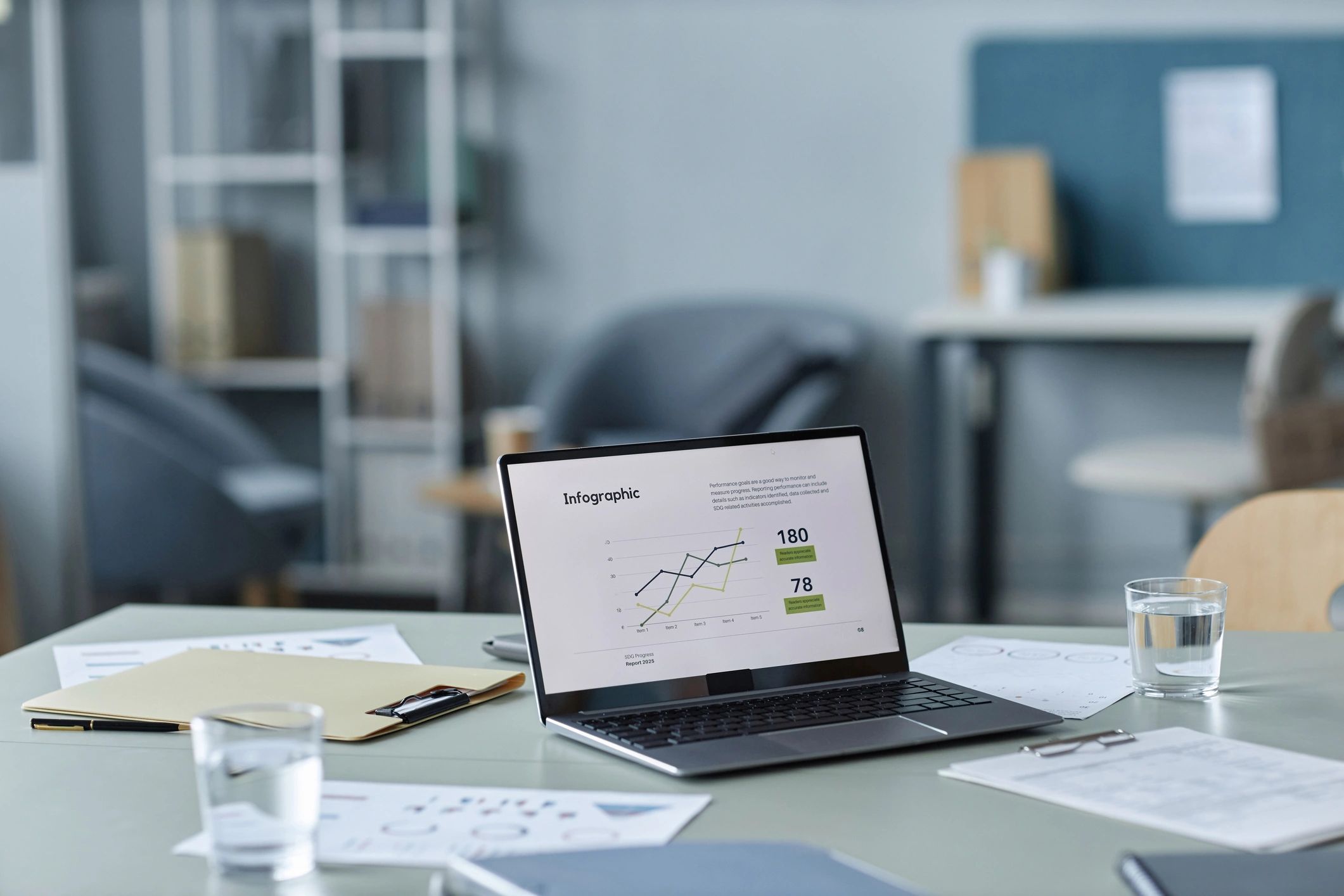 Business analytics dashboard on a laptop