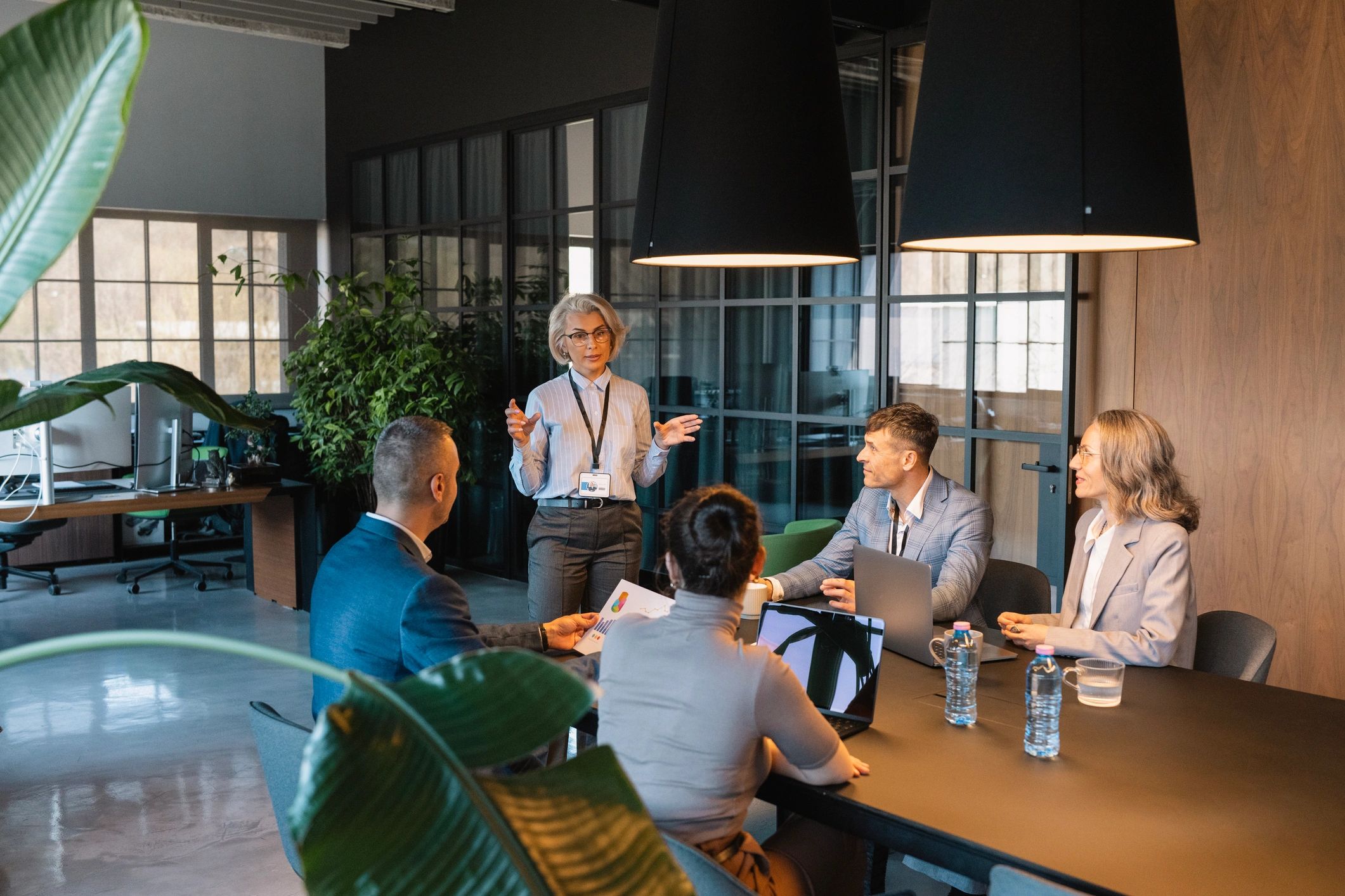 Business leader presenting strategy to a team