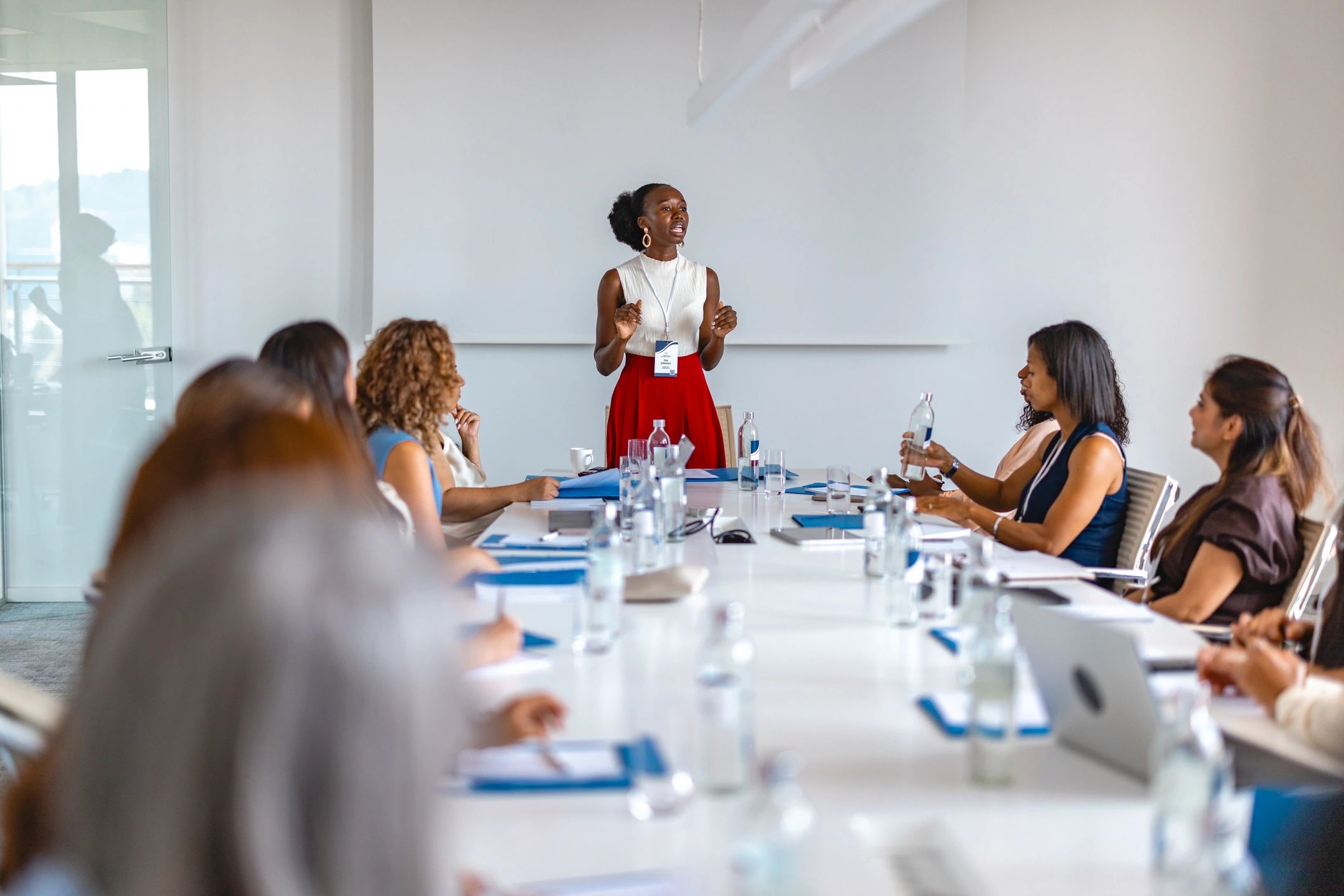 Professional leading a collaborative business meeting